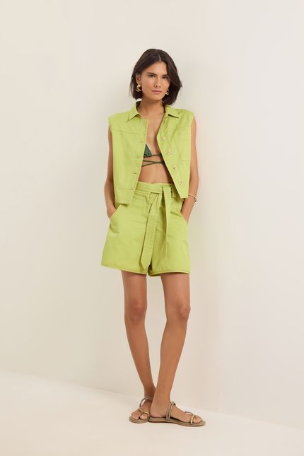 Camisa cotton pespontos verde jardim