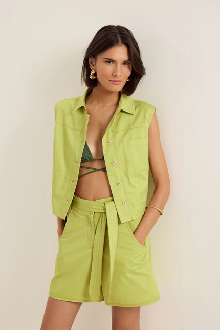 Camisa cotton pespontos verde jardim