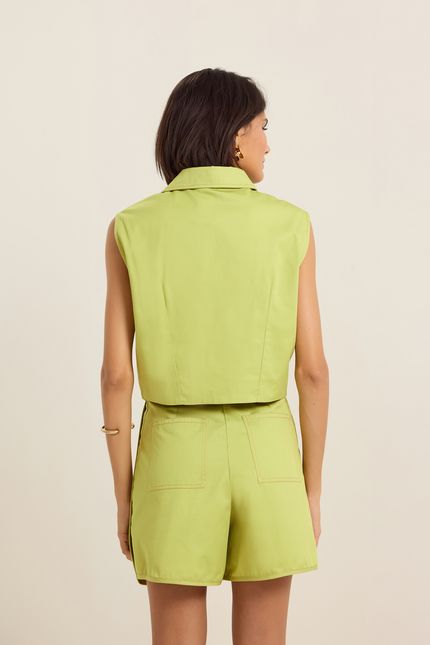 Camisa cotton pespontos verde jardim