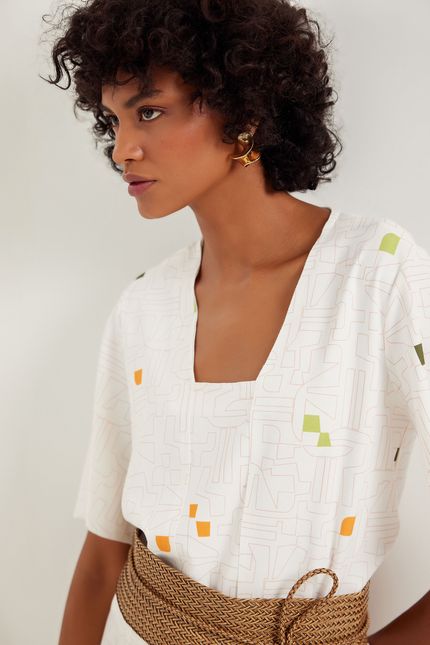 Blusa manga passeio off white