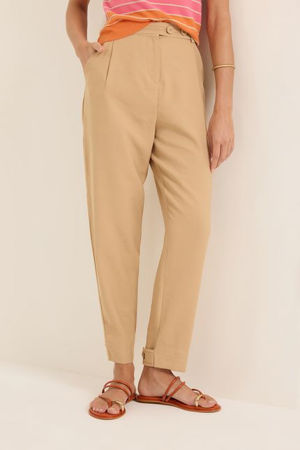 Calça cupro cinto bege queimado