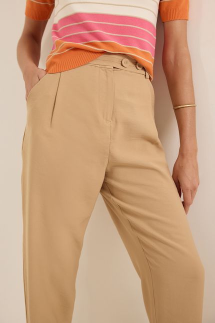 Calça cupro cinto bege queimado