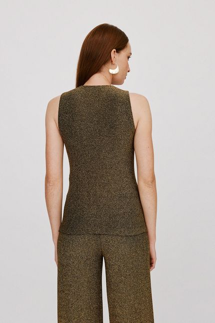 blusa lurex vazado dourado