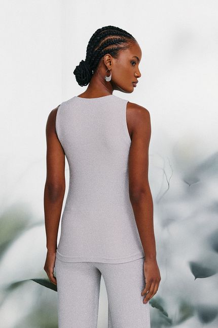 Blusa lurex vazado prata