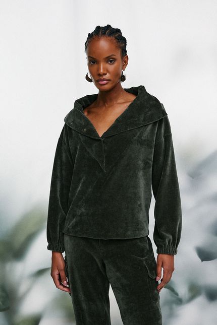 blusa pull veludo  verde musgo
