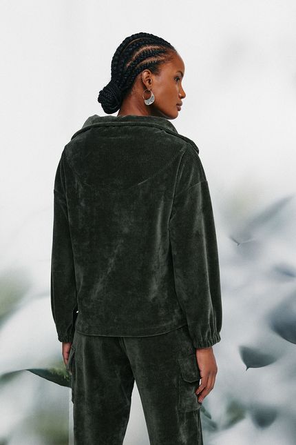 blusa pull veludo  verde musgo