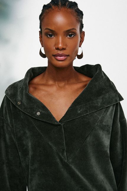 blusa pull veludo  verde musgo