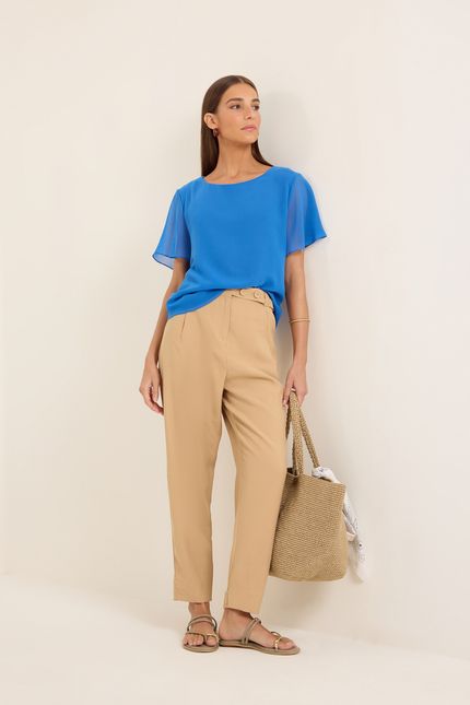 Blusa chiffon basic azul topazio