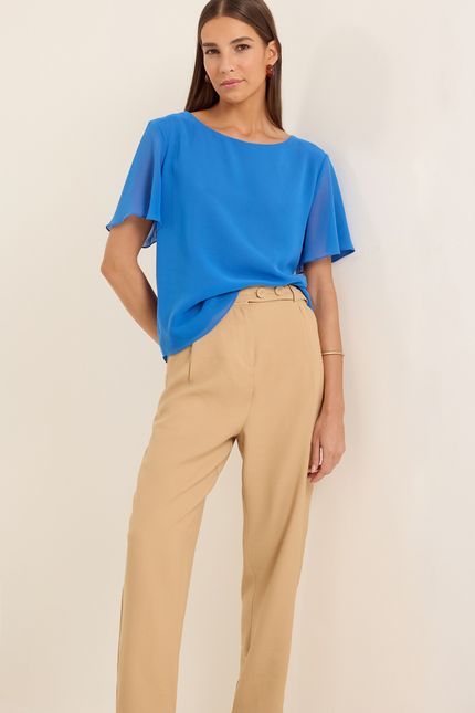 Blusa chiffon basic azul topazio