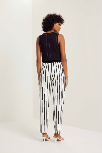 Calça detalhe cós listra pb listra pb off white