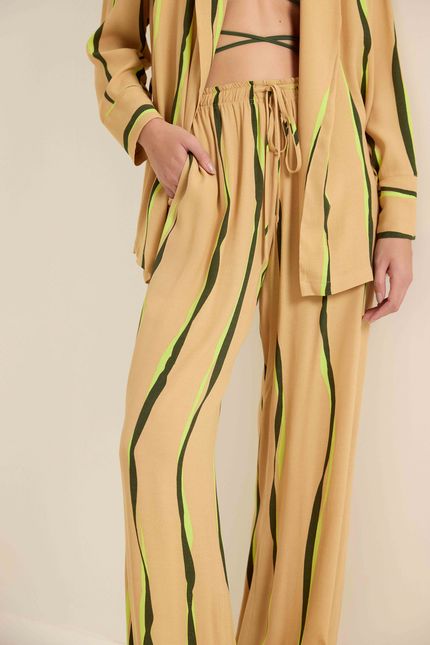 Calça pantalona areias bege granola