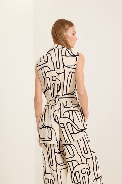 Colete alfaiataria barzinho bege aveia