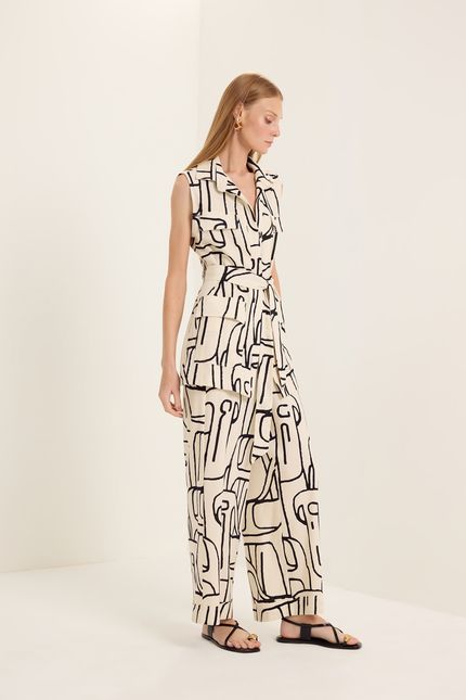 Colete alfaiataria barzinho bege aveia