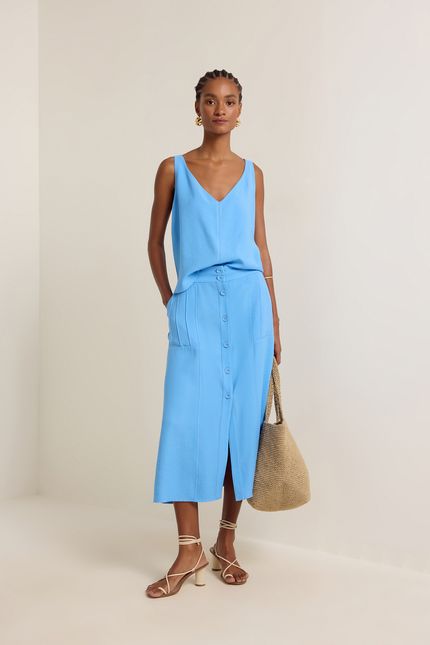 Regata cupro decote v azul brisa