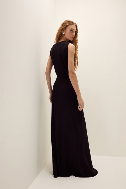 Vestido festa dobra amarração preto