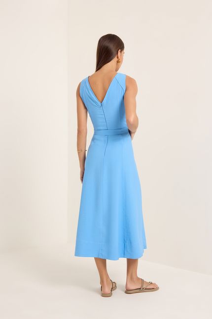Vestido cupro nervuras azul brisa