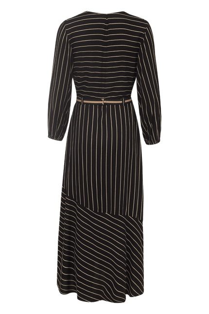 Vestido listra p/b lurex preto