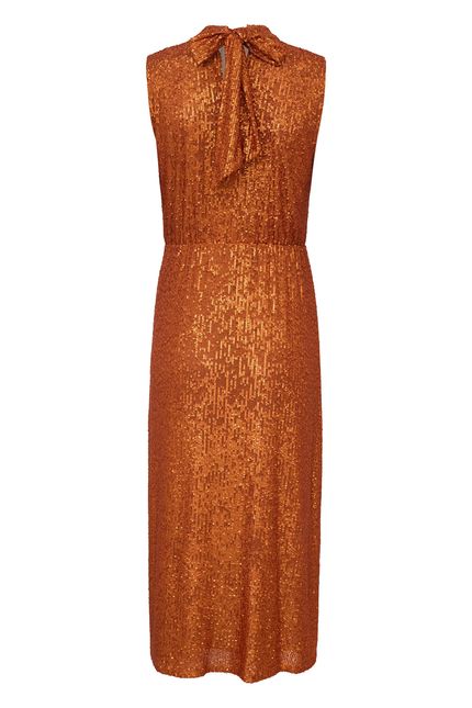 Vestido festa amarraçao paetê laranja terracota