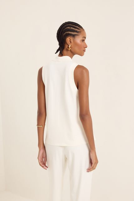 Blusa malha crepe prega off white