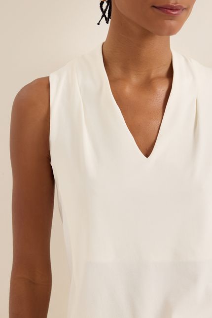 Blusa malha crepe prega off white