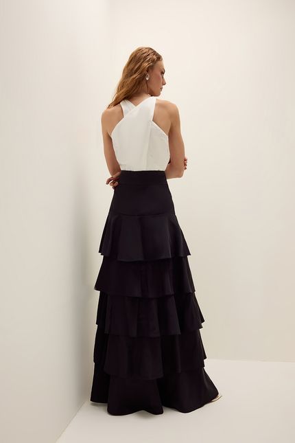 Saia festa jabot sofia preto