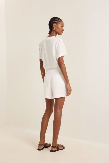 Short saia linho off white