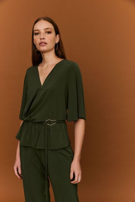 Blusa torção pala verde musgo
