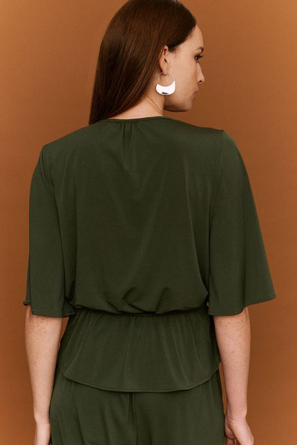 Blusa torção pala verde musgo