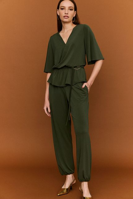 Blusa torção pala verde musgo