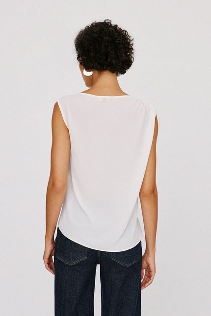 Blusa crepe assimétrica off white