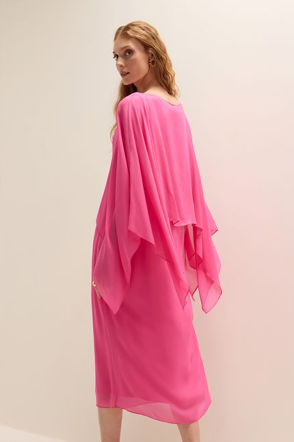 Vestido festa curto capa rosa confete