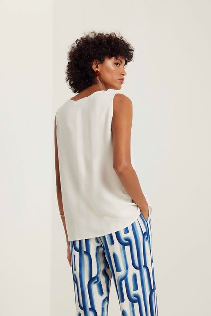 Blusa linho fenda bege natural