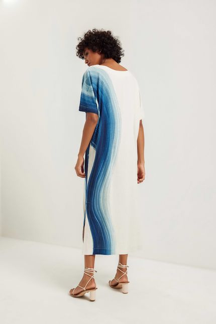 Vestido amplo mar maxi azul topazio