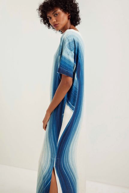 Vestido amplo mar maxi azul topazio