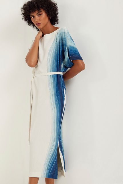 Vestido amplo mar maxi azul topazio