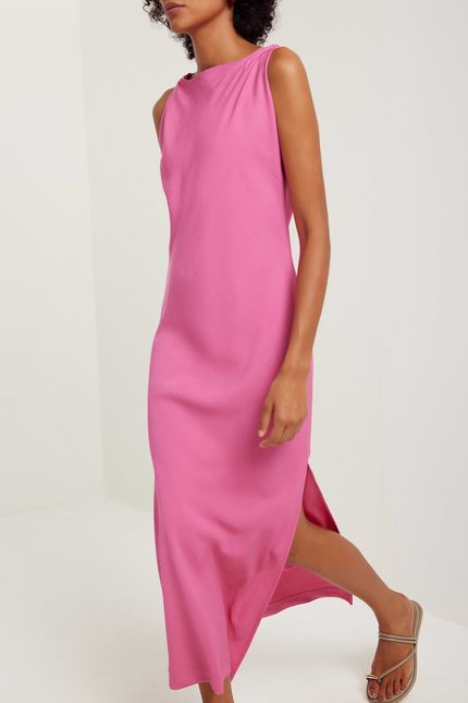 Vestido cupro torção rosa confete