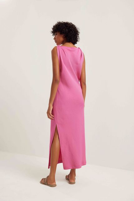 Vestido cupro torção rosa confete