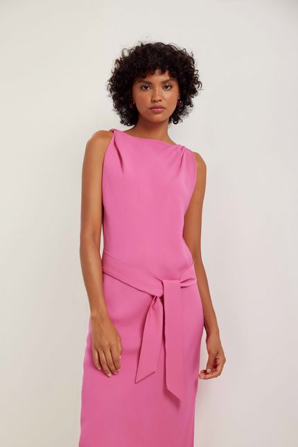 Vestido cupro torção rosa confete