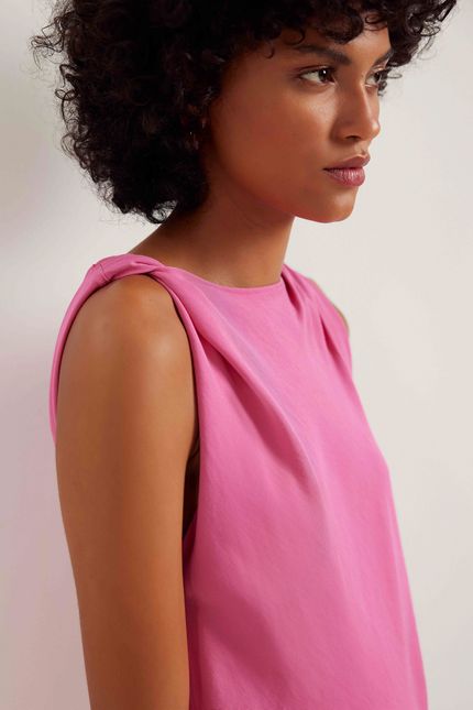 Vestido cupro torção rosa confete