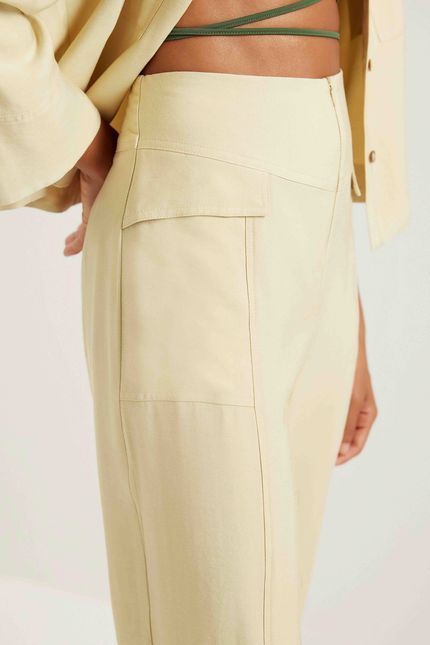 Calça cupro zíper verde chá