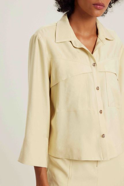 Camisa cupro pala diagonal verde chá