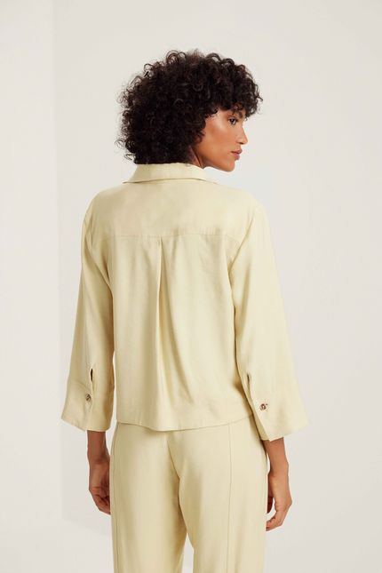 Camisa cupro pala diagonal verde chá