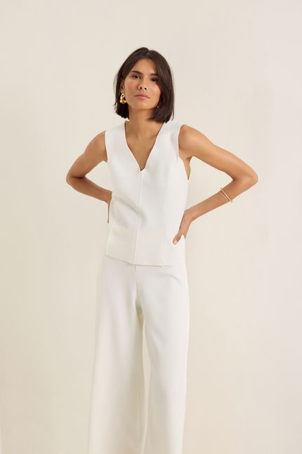 Blusa decote prega wave off white