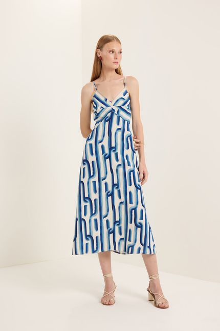 Vestido alça mar azul topazio