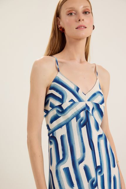 Vestido alça mar azul topazio