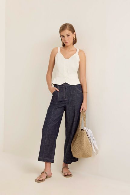 Blusa alfaiataria peplum off white