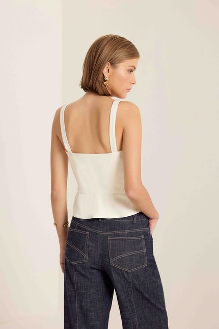 Blusa alfaiataria peplum off white