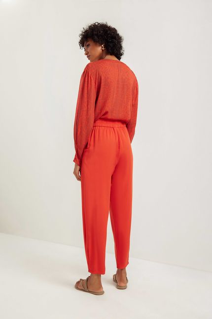 Calça elástico costas vermelho paprica