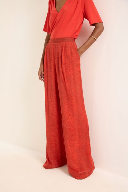 Calça prega lagoa vermelho paprica