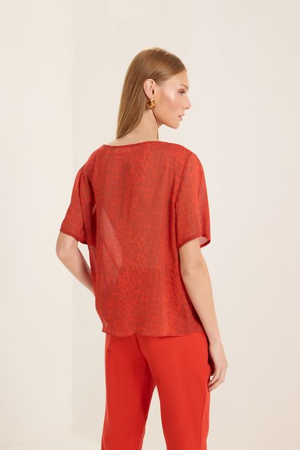 Blusa mc lagoa vermelho paprica